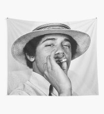 obama smoking Wall Tapestry