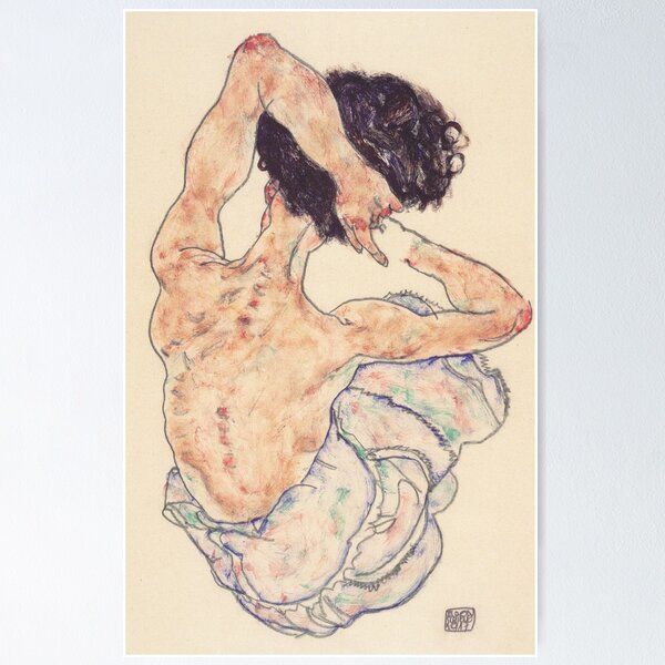 Item preview, Egon Schiele Art Print - Sitting Back Act designed and sold by Sintija BILIKA.