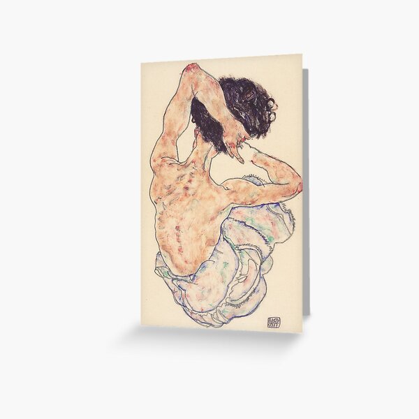 Egon Schiele Kunstdruck - Sitting Back Act Grußkarte