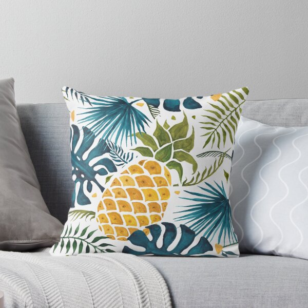 Item preview, Golden pineapple on palm leaves foliage designed and sold by GryThunes.