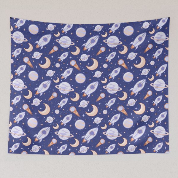 Item preview, Outer Space Galaxy With Planets/Rocketships (Blue) designed and sold by HoneypotHarbor.