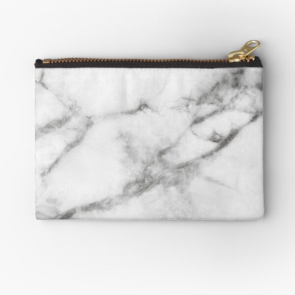 Grey Marble Print Zipper Pouch