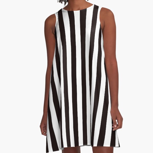 black and white striped a line dress