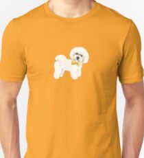 Bichon Frise on Mustard yellow, with bow Unisex T-Shirt