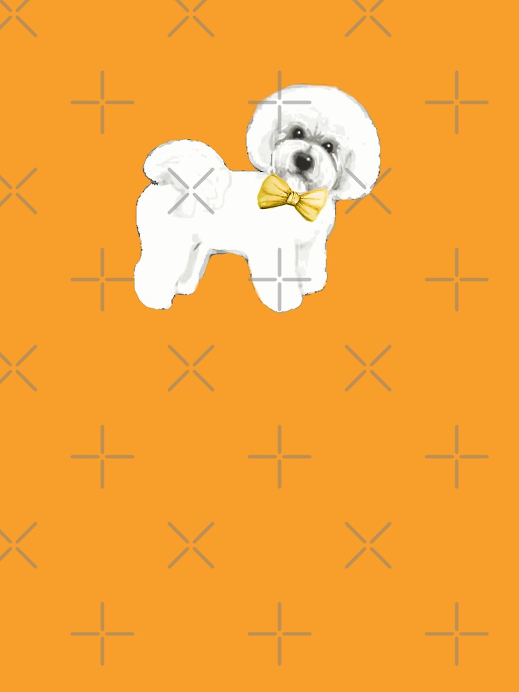 Bichon Frise on Mustard yellow, with bow by MagentaRose