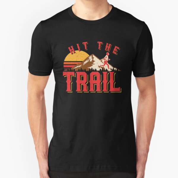 Vintage Gym Hit The Trail Running Marathon Gift Slim Fit T-Shirt