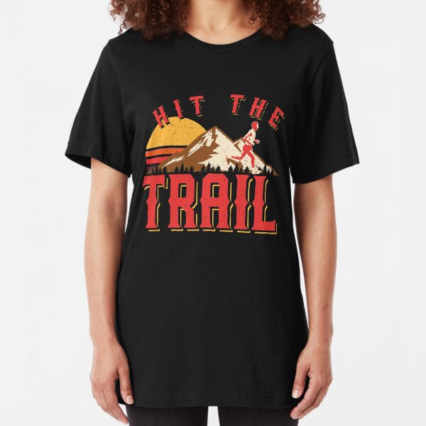Vintage Gym Hit The Trail Running Marathon Gift Slim Fit T-Shirt