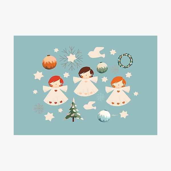 Vintage Christmas Angels Photographic Print