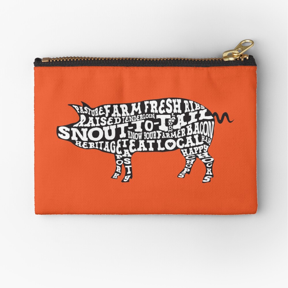 Whole Hog Black Zipper Pouch