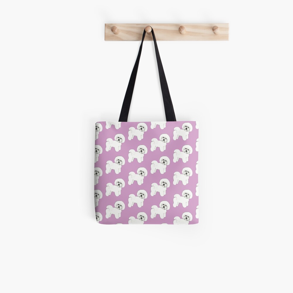 Bichon Frise Dogs on lilac, purple Tote Bag