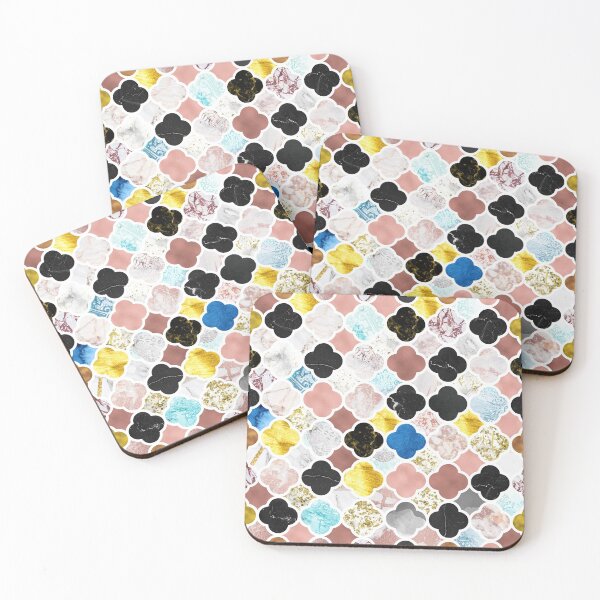 Item preview, Maroccan Tiles in Various Metallic and Stone Textures - gold, black marble, rosegold, pearl, pink, glitter, cobalt blue designed and sold by cadinera.