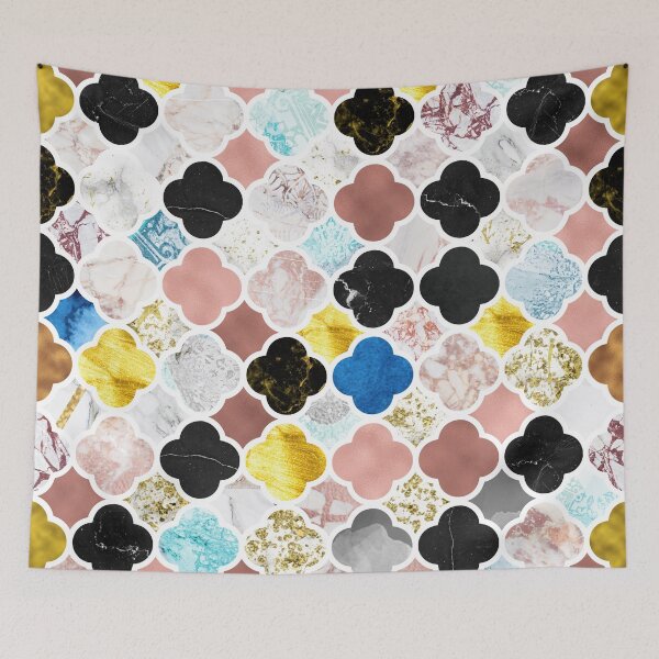 Item preview, Maroccan Tiles in Various Metallic and Stone Textures - gold, black marble, rosegold, pearl, pink, glitter, cobalt blue designed and sold by cadinera.