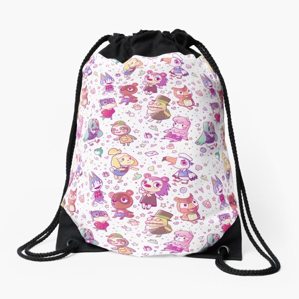 Animal Crossing Pattern Drawstring Bag