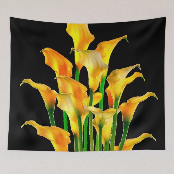 Item preview, DECORATIVE GOLDEN CALLA LILIES ON BLACK  designed and sold by sharlesart.