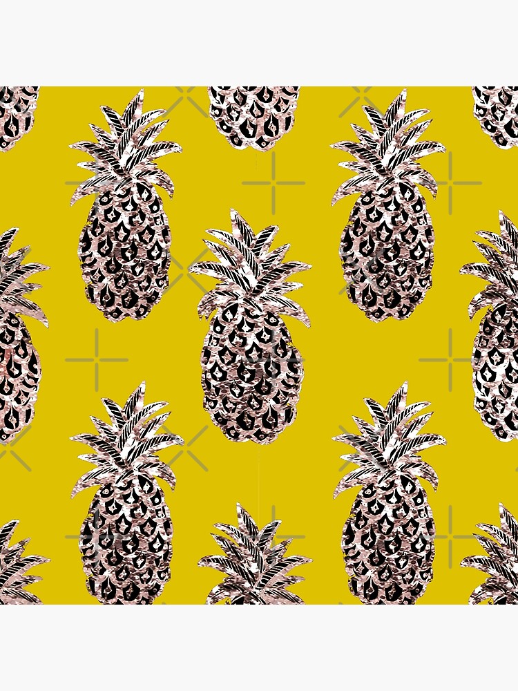 Gold Pineapples on Mustard yellow by MagentaRose