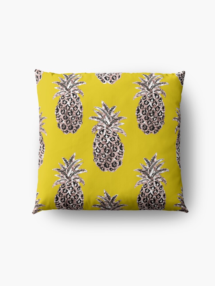 Alternate view of Gold Pineapples on Mustard yellow Floor Pillow