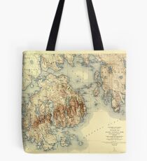 Map Of Acadia National Park 1931 Tote Bag