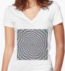 #abstract #blue #psychedelic #pattern #fractal #green #pink #design #decorative #graphic #digital #yellow #illustration #geometric #red #wallpaper #art #explosion #star #illusion #flower #purple Women's Fitted V-Neck T-Shirt