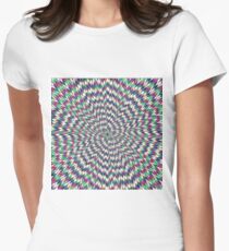 #abstract #blue #psychedelic #pattern #fractal #green #pink #design #decorative #graphic #digital #yellow #illustration #geometric #red #wallpaper #art #explosion #star #illusion #flower #purple Women's Fitted T-Shirt