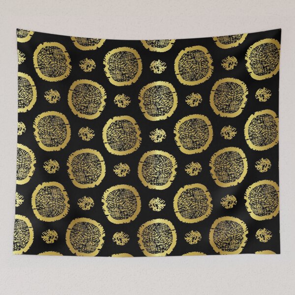 Item preview, Black on Gold Polka Dots Pattern Seamless Vector, Drawn Metallic Foil designed and sold by Limolida.