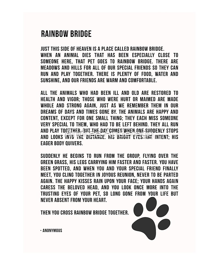 Dog Rainbow Bridge Pet Poem Printable