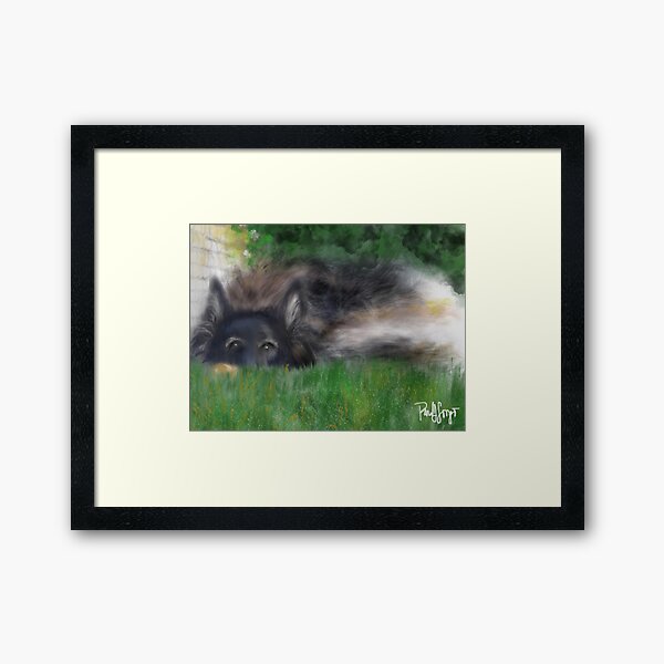 Cowboy and his toy Framed Art Print