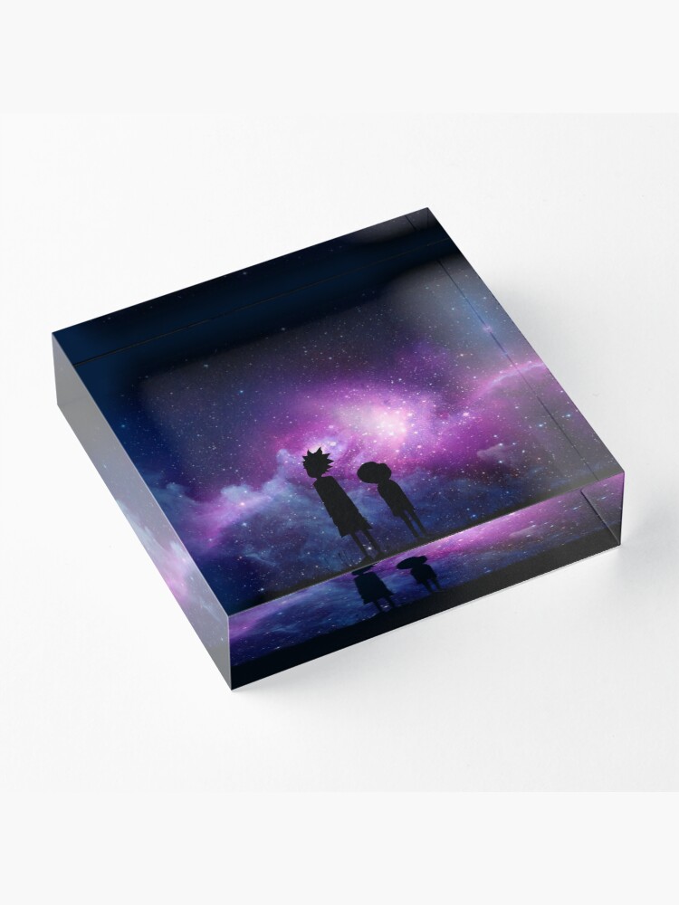 Alternate view of Minimalist Rick and Morty Space Design Acrylic Block