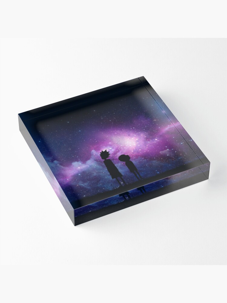 Alternate view of Minimalist Rick and Morty Space Design Acrylic Block