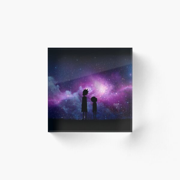 Minimalist Rick and Morty Space Design Acrylic Block