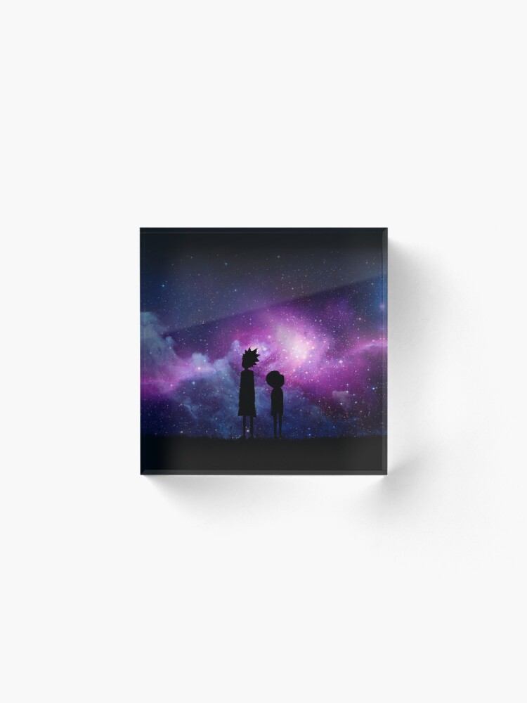 Alternate view of Minimalist Rick and Morty Space Design Acrylic Block