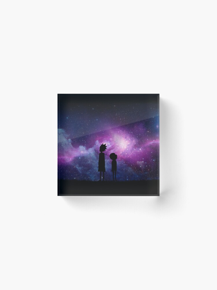 Alternate view of Minimalist Rick and Morty Space Design Acrylic Block