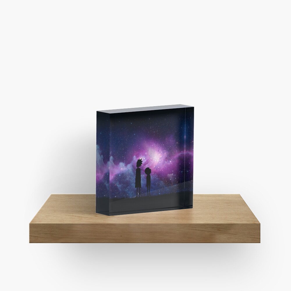 Minimalist Rick and Morty Space Design Acrylic Block