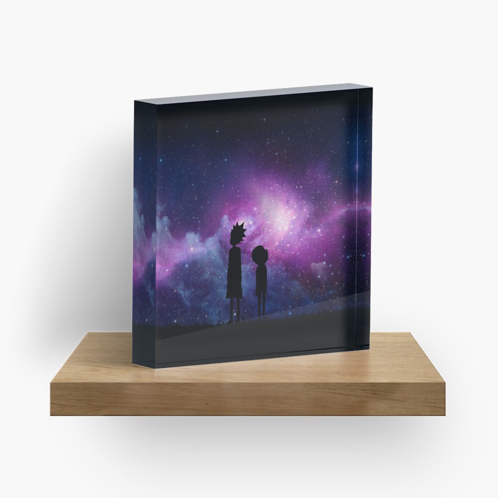 Minimalist Rick and Morty Space Design Acrylic Block