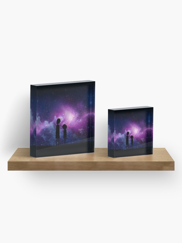 Alternate view of Minimalist Rick and Morty Space Design Acrylic Block
