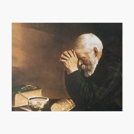Grace Old Man Praying Over Bread Eric Enstrom Art Board Print