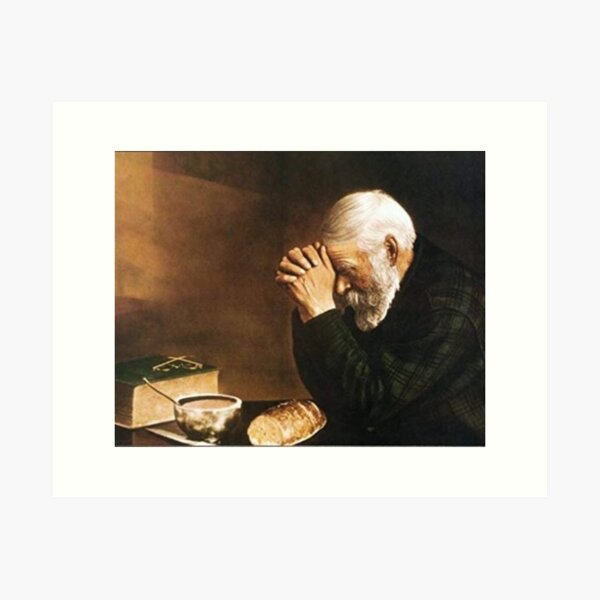Grace Old Man Praying Over Bread Eric Enstrom Art Print