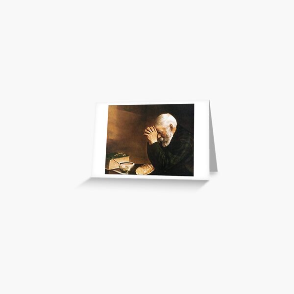 Grace Old Man Praying Over Bread Eric Enstrom Greeting Card
