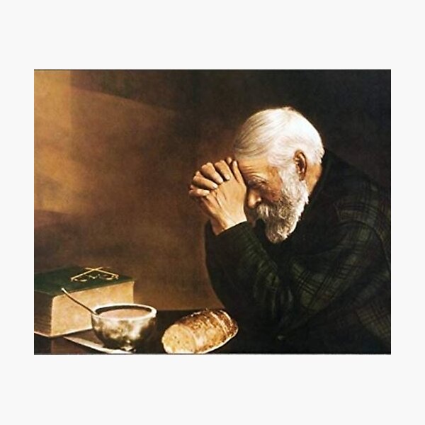 Grace Old Man Praying Over Bread Eric Enstrom Photographic Print