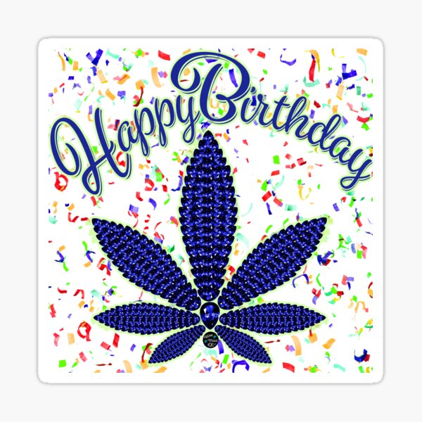 Aperçu de l'œuvre Joyeux anniversaire, cannabis et confettis créée et vendue par WetPaint420.