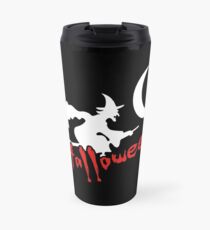Halloween Hexe auf Besen Thermosbecher