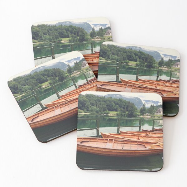 Item preview, Wooden Boats on Lake Bohinj Slovenia Photography designed and sold by JuneJournal.