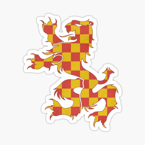 Yellow and red chequered lion emblem or crest