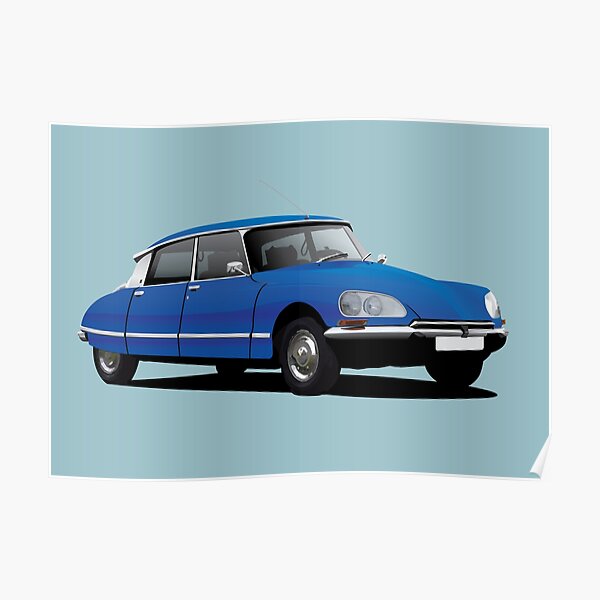 Illustration de Citroen DS, bleu Poster