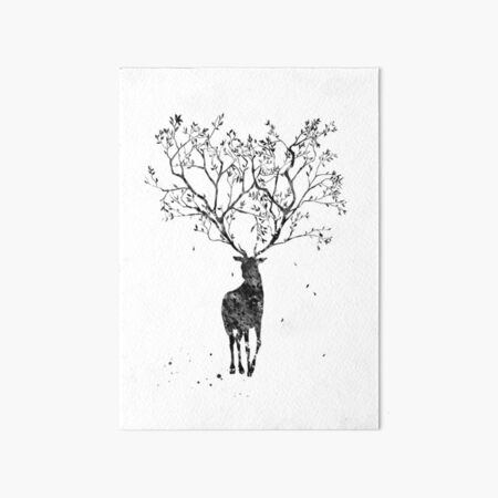 Stag with Tree Horns Art Board Print for Sale by erzebetth