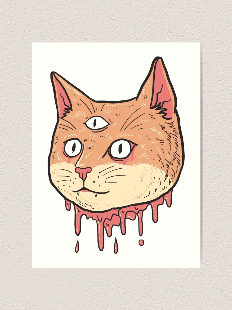 Three Eyed Cat Art Print By Dopetee6 Redbubble