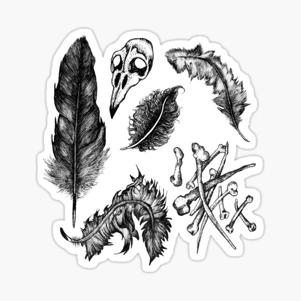 Witches Brew Ingredients - Feathers and Bones Sticker