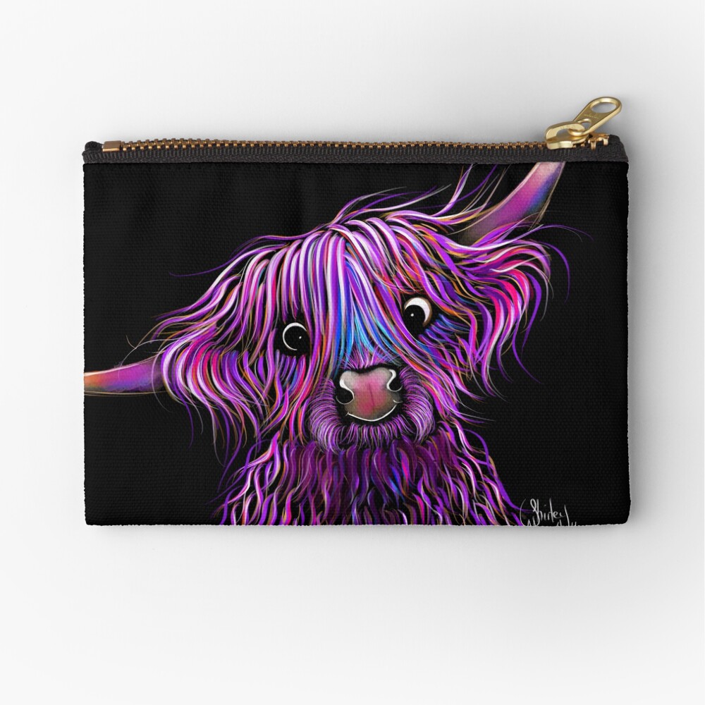 HiGHLaND CoW PRiNT SCoTTiSH ' HuCKLeBeRRY ' BY SHiRLeY MacARTHuR Zipper Pouch