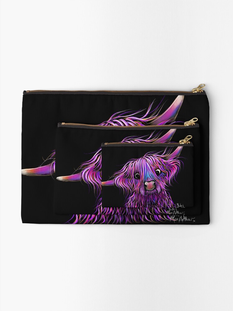 Alternate view of HiGHLaND CoW PRiNT SCoTTiSH ' HuCKLeBeRRY ' BY SHiRLeY MacARTHuR Zipper Pouch