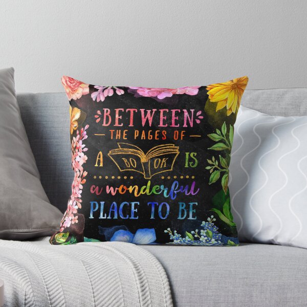 Between the pages (black) Throw Pillow