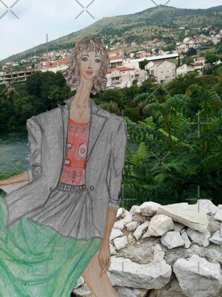 Fashion Illustration Collage: A Girl Wearing a Maxi Skirt by IvanaKada